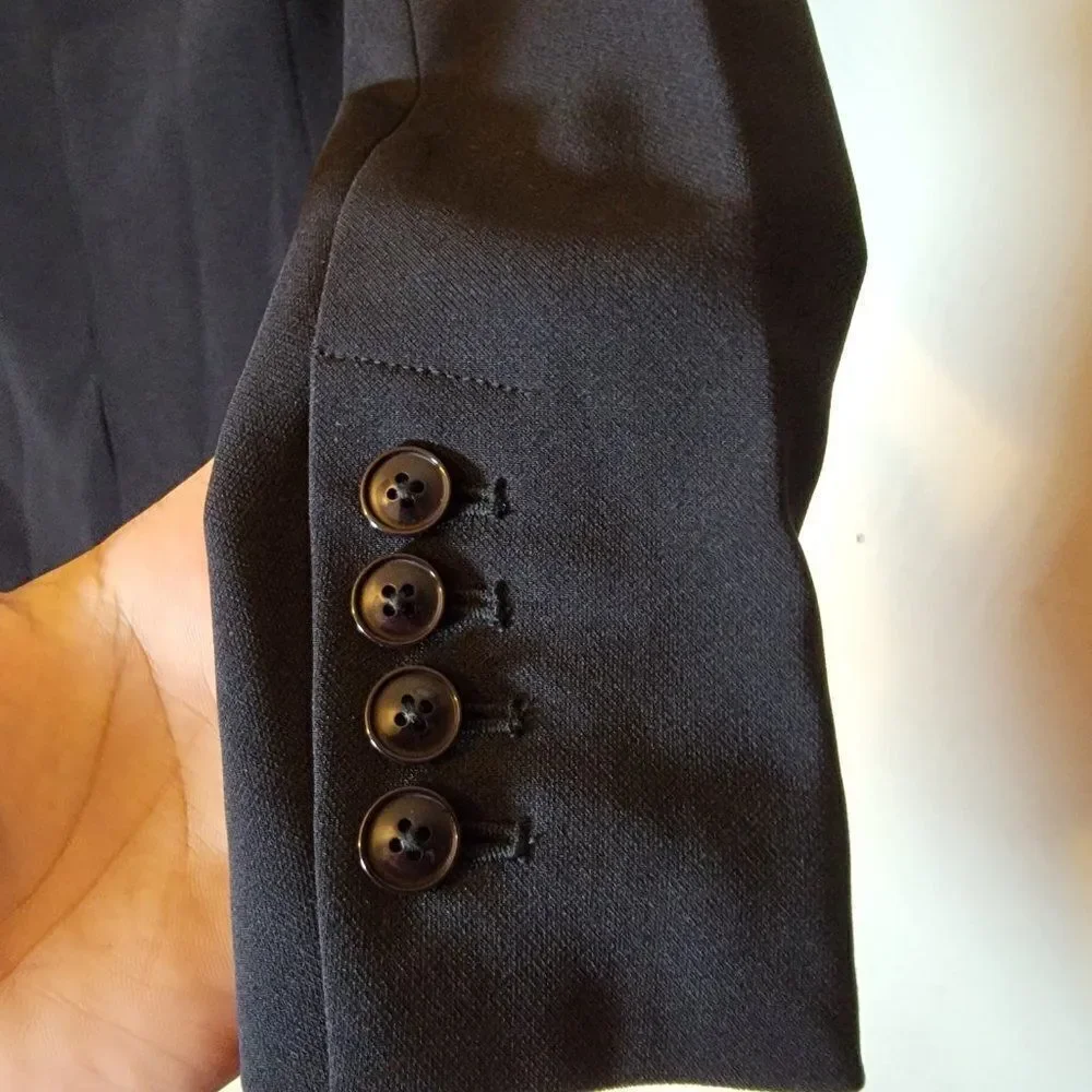 Lark + Ro Mens Navy Blue Long Sleeve Ventless One Button Boyfriend Blazer Size 2